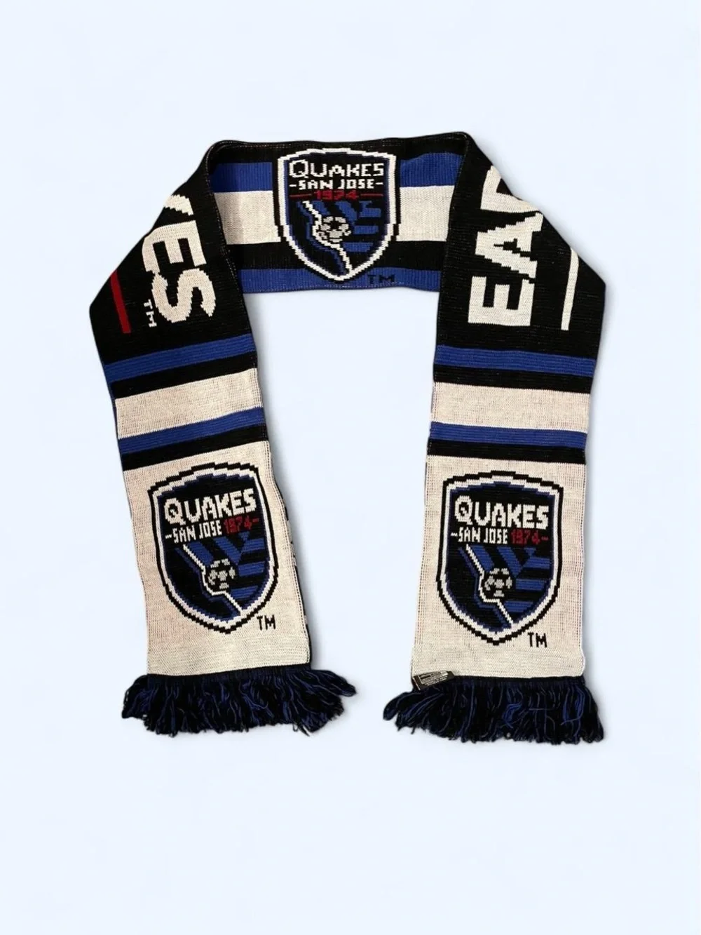 San Jose Earthquakes Supporter Scarf - Black/Blue/Cream with Red Accent